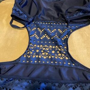Lacy Navy Blue One Piece Bathingsuit
